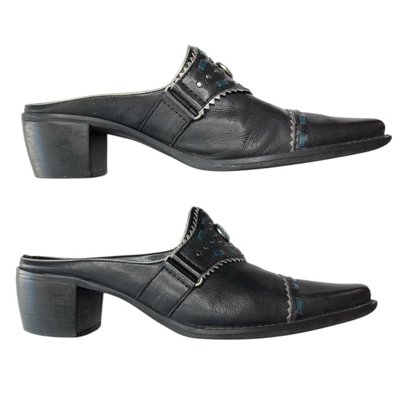 Franco Sarto Leather Western Mules With Pointed Toe Shoe Sz 7 Equestrian Rodeo - Picture 7 of 15